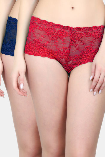 Buy N-Gal High Rise Full Coverage Boyshort (Pack of 2) - Red NavyBlue